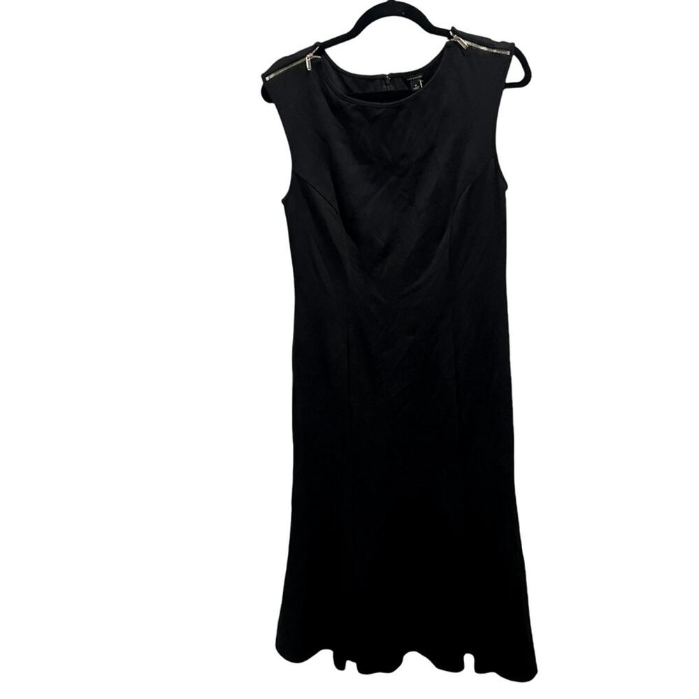 NWT $119 Ann Taylor 6 A-Line Black Midi Dress Shoulder Zip